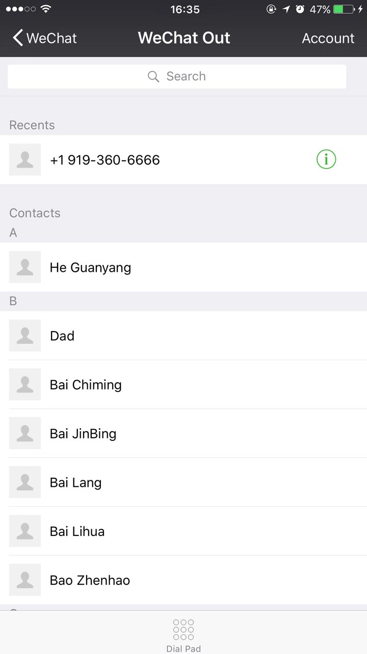 wechat out international call